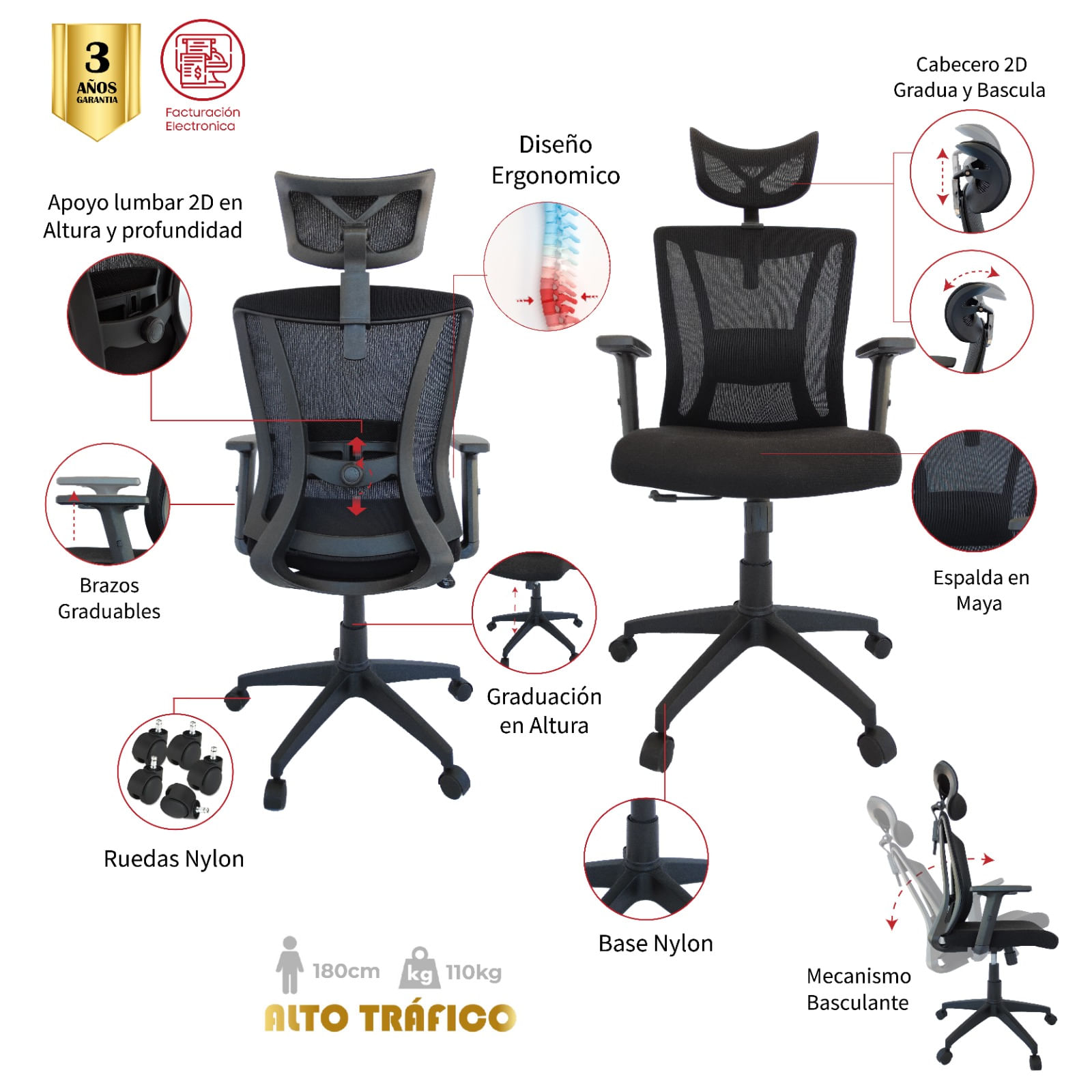 Silla De Oficina La Virginia Presidente Ergonomica