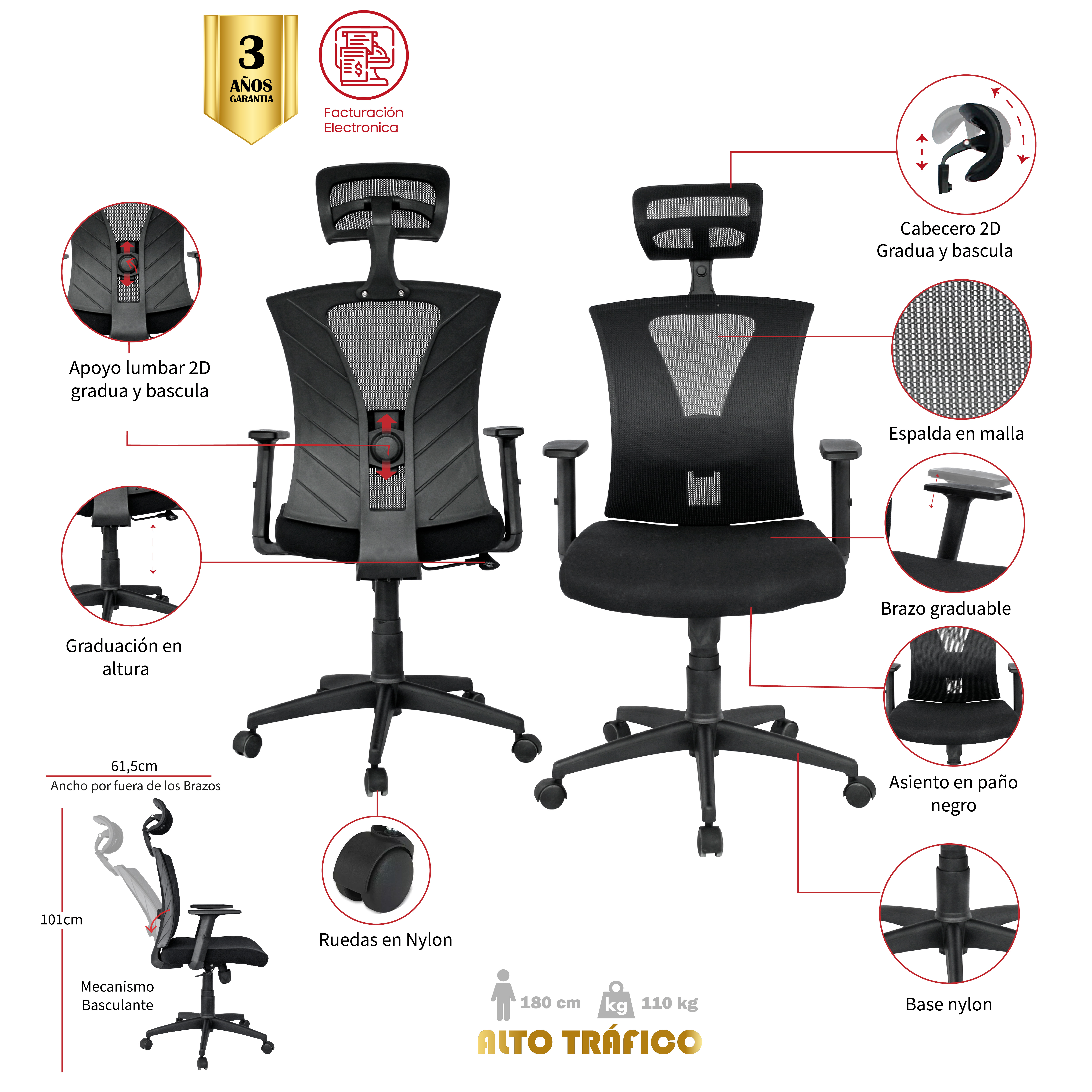 Silla De Oficina Jamundi Presidente Ergonomica