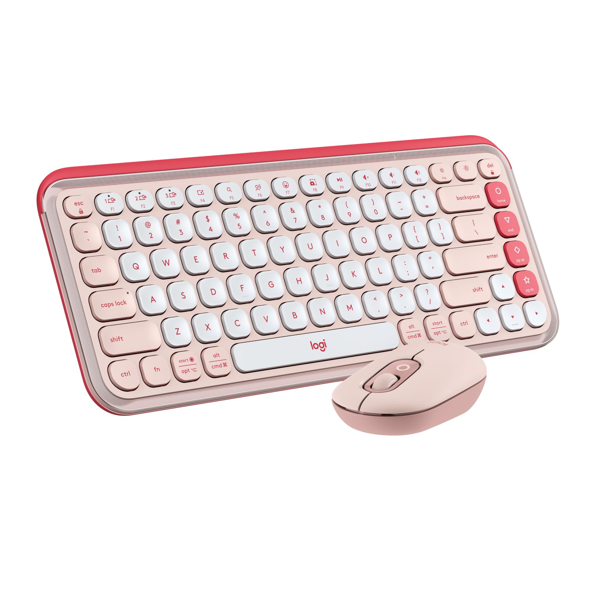 Combo Teclado Y Mouse Bluetooth Logitech Pop Icon Rosado