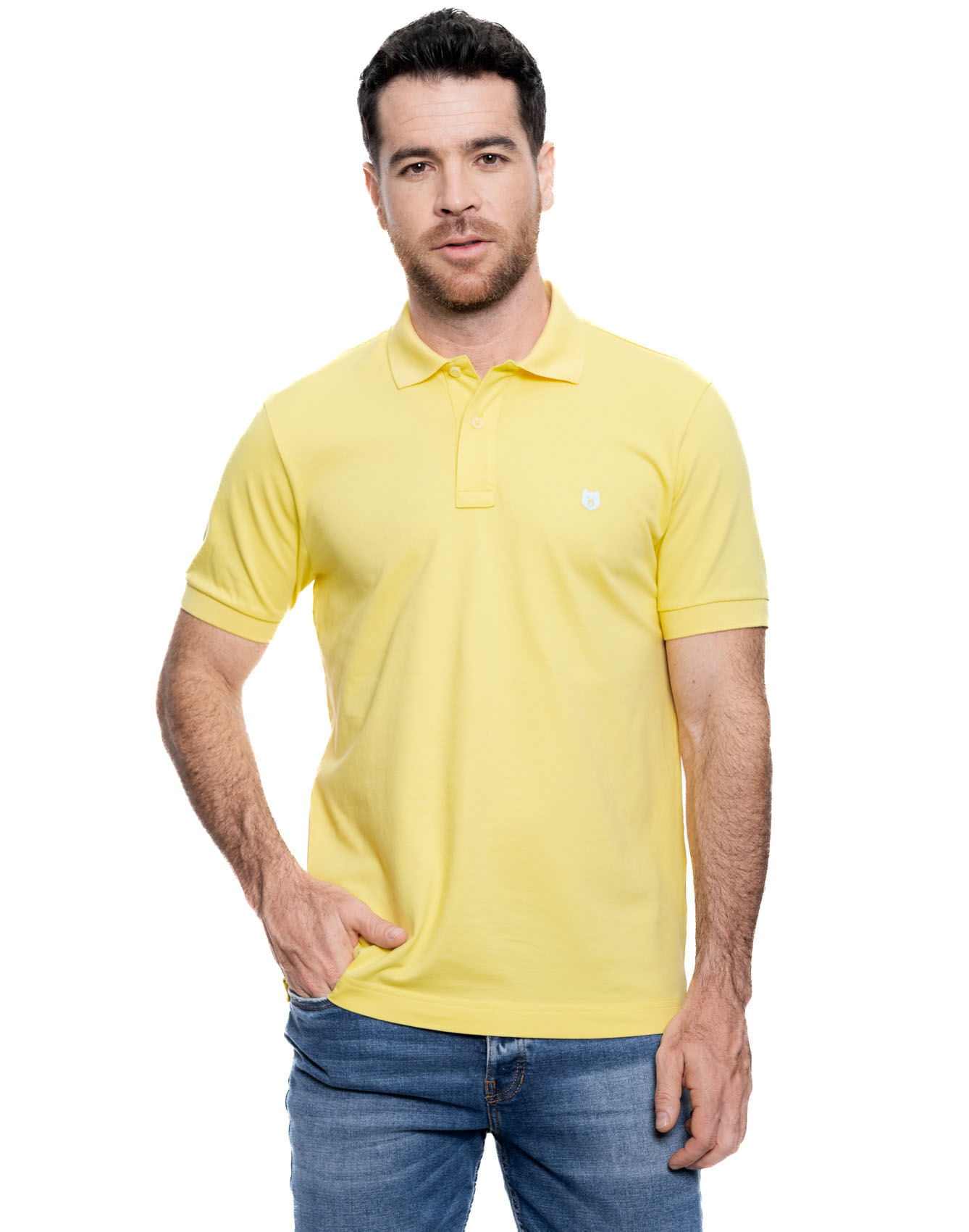 Polo Unicolor Logo Estampado
