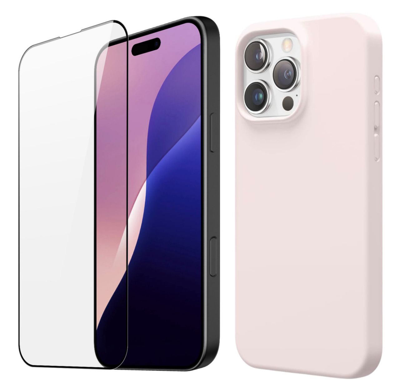 Estuche Silicone Case + Vidrio Premium para Celular Iphone 16 Pro Color Palo de Rosa