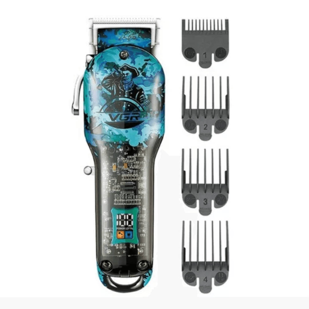 Máquina Cortadora De Cabello Vgr V-685 Bateria 2500mAH Color Azul Transparente