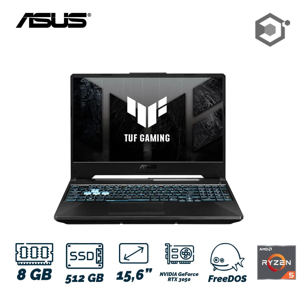 Portátil Asus TUF Gaming FA506NC HN006 AMD Ryzen 5 7535HS  8GB RAM  SSD 512GB 15P  NVIDIA GeForce GTX 3050 4GB