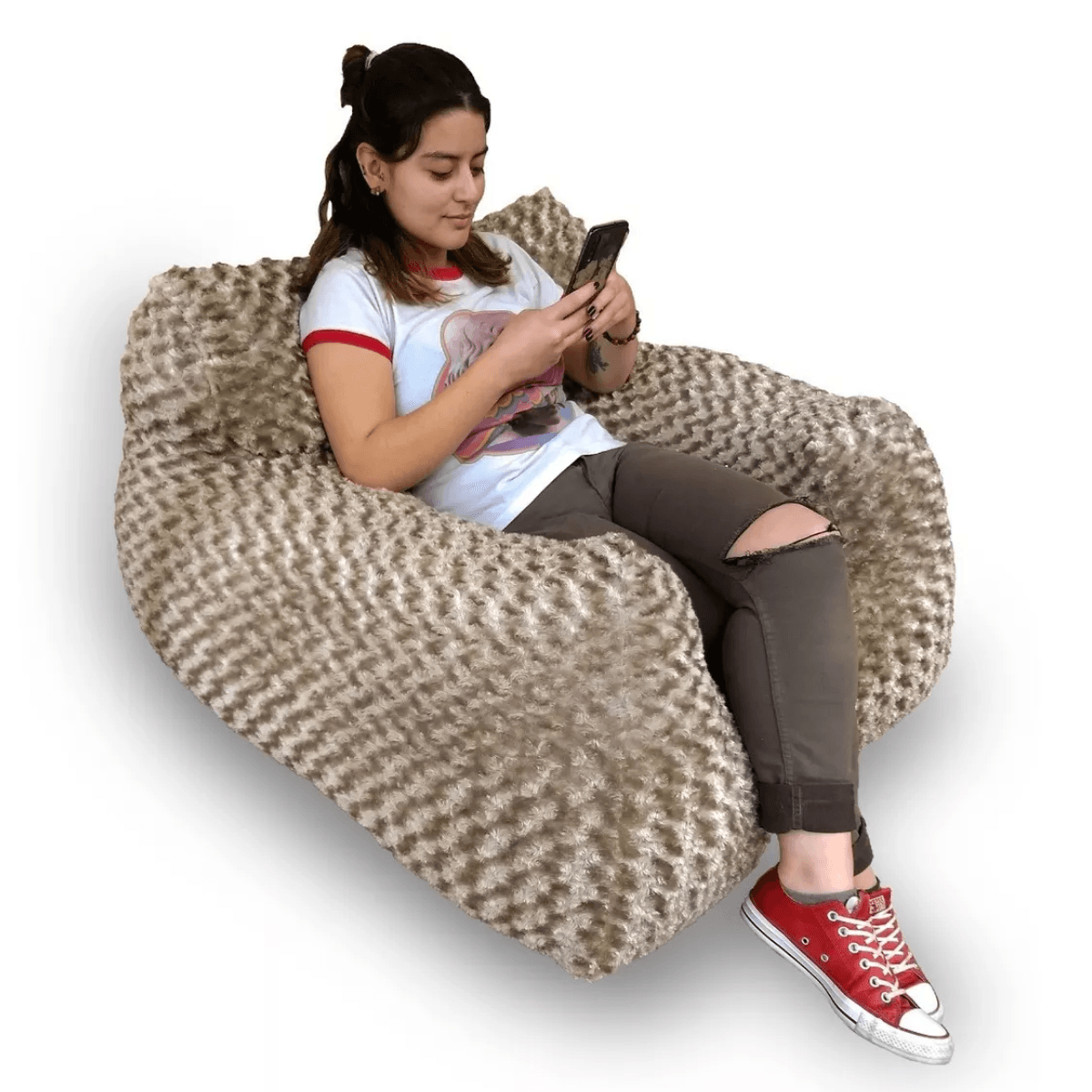 Sillon Puff King En Peluche - Nuevo - Estilo Relax