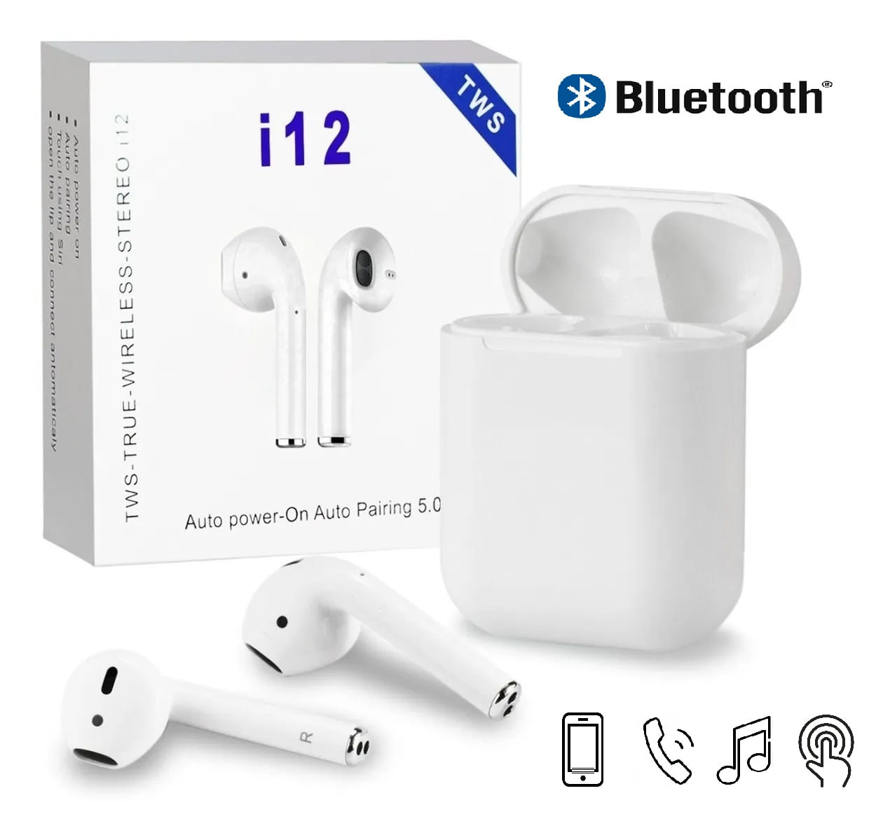 Audifonos Bluetooth Inalambricos + Estuche Cargador BLANCOS