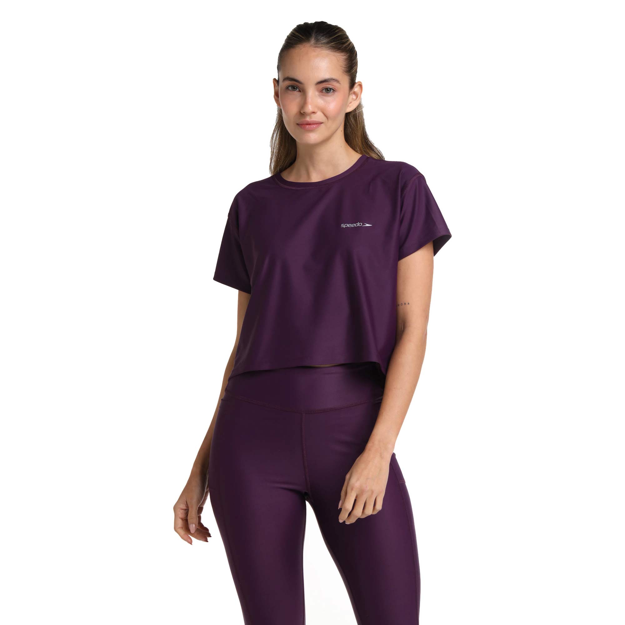 Camiseta Crop Top Oversize Wine Noir Mujer