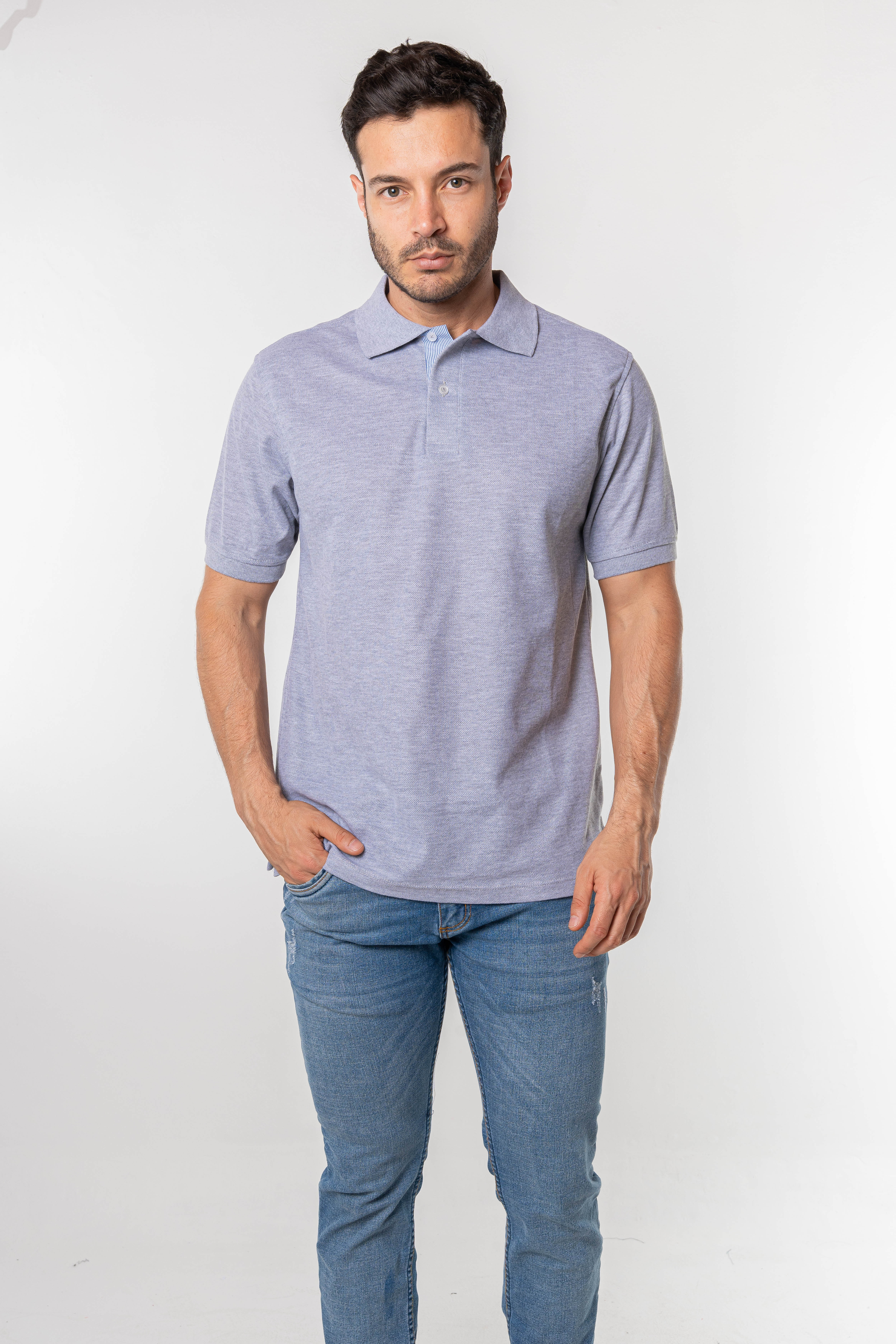 Camiseta tipo polo para hombre gris kapo