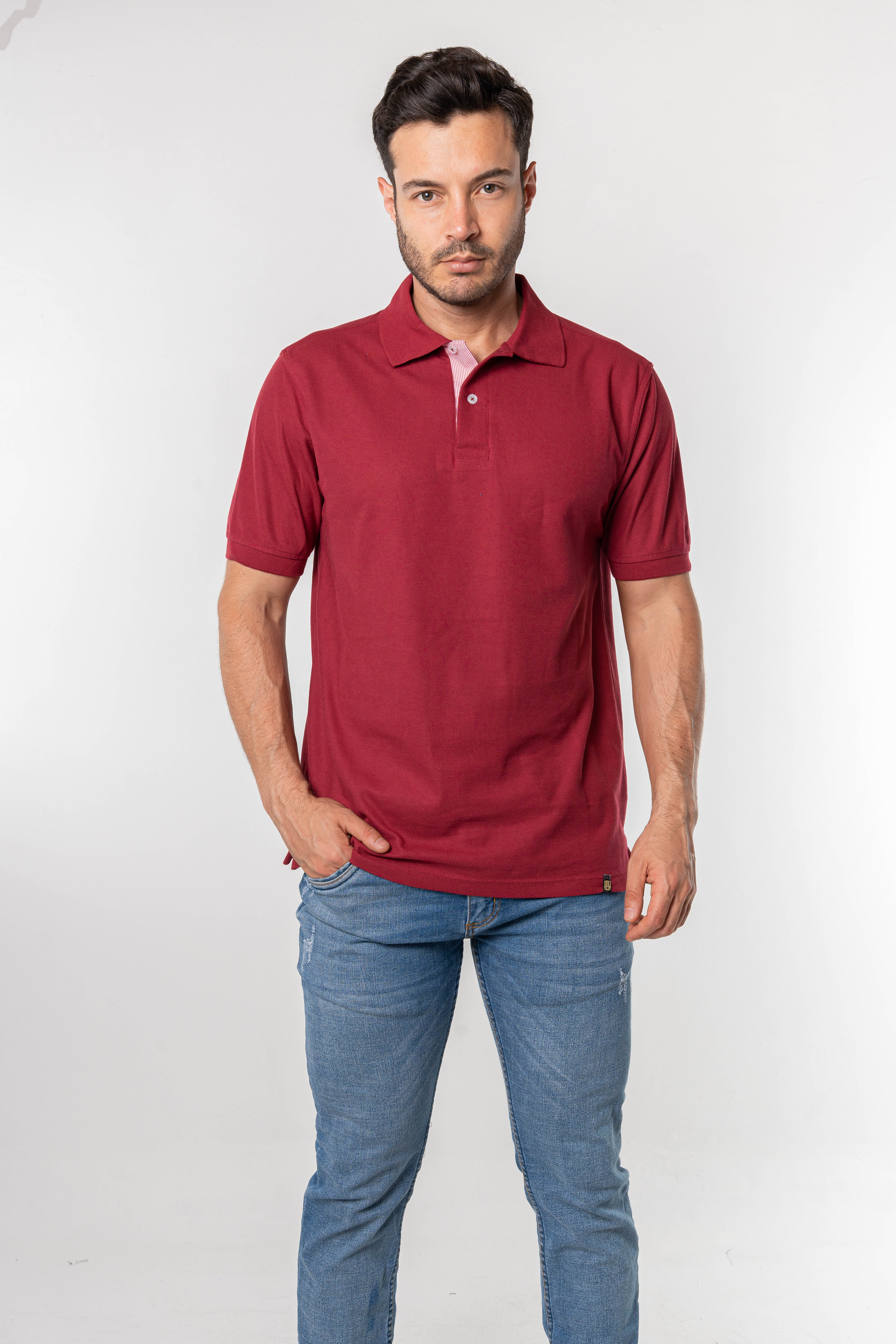 Camiseta tipo polo para hombre vinotinto kapo