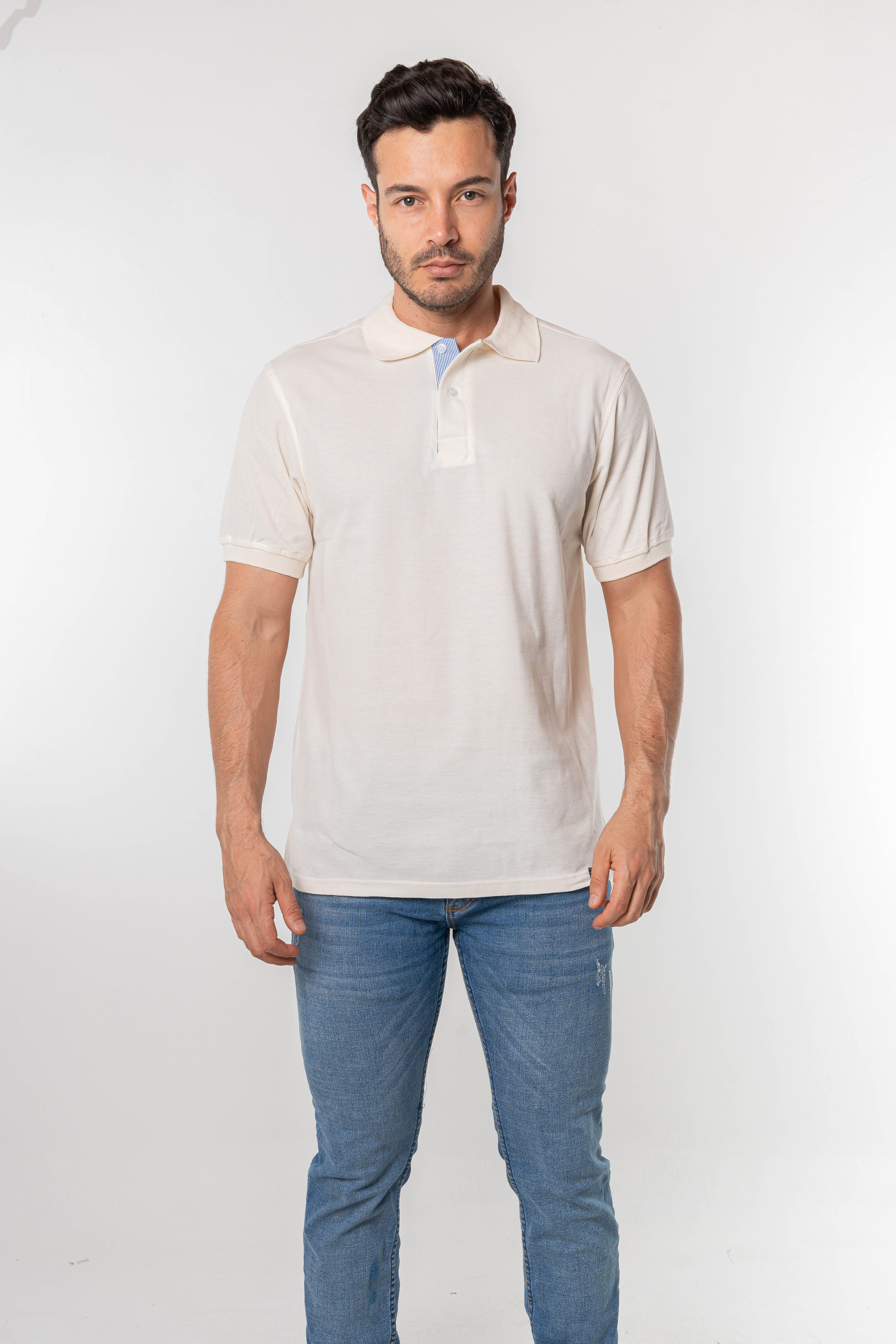Camiseta tipo polo para hombre marfil kapo