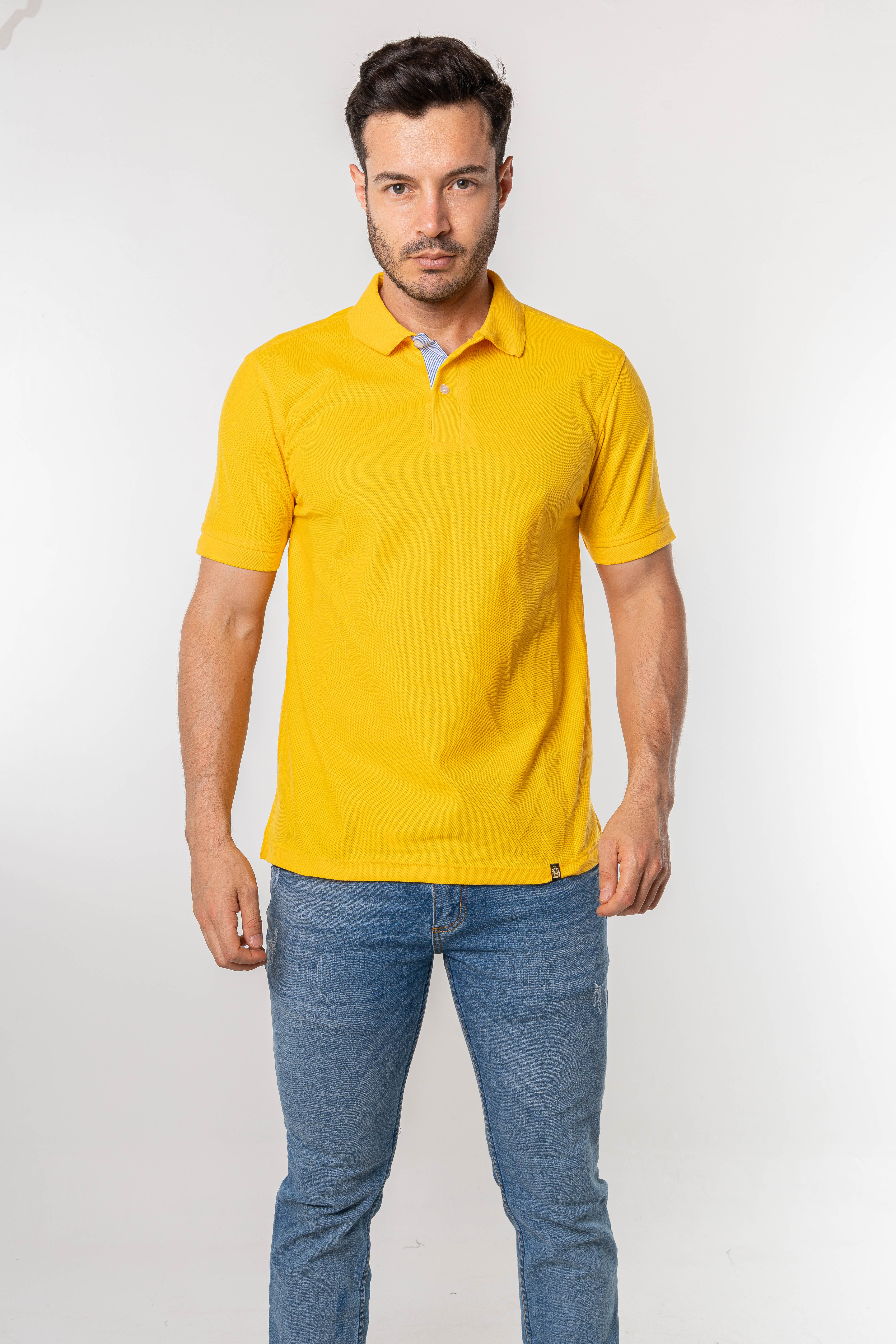 Camiseta tipo polo para hombre amarilla oro kapo