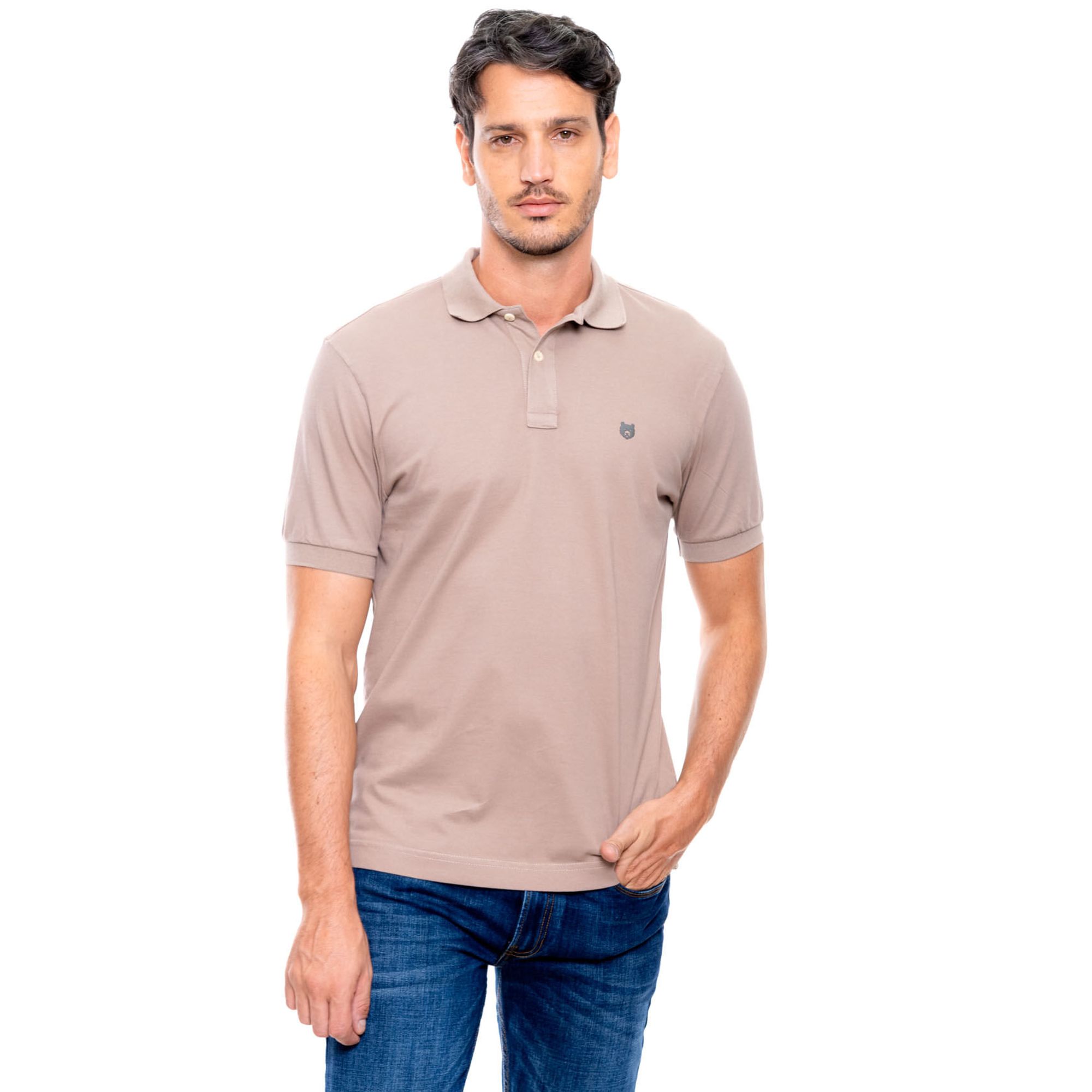 Polo Unicolor Logo Estampado
