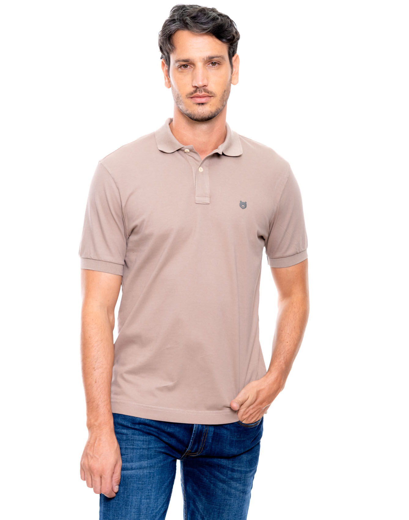 Polo Unicolor Logo Estampado