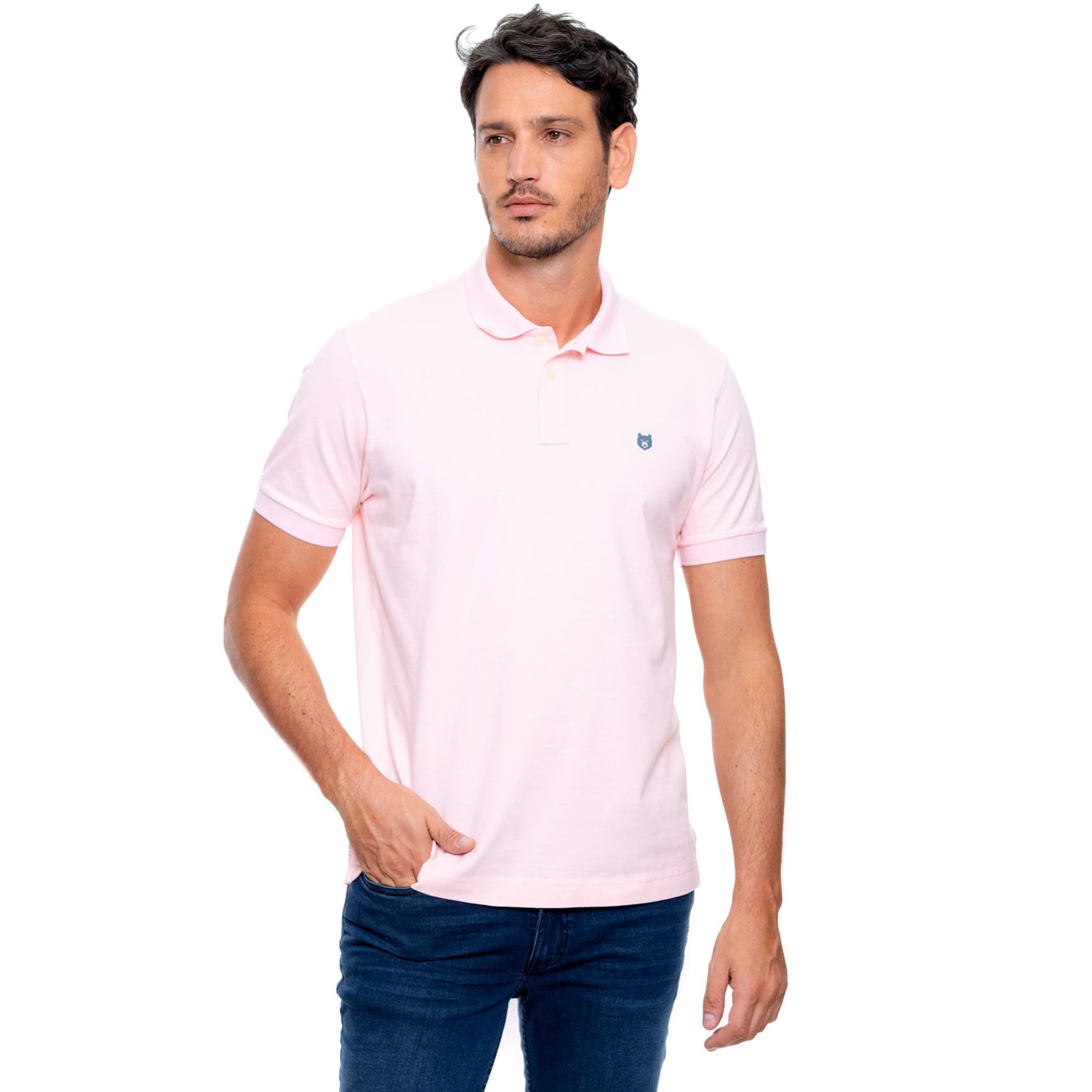 Polo Unicolor Logo Estampado