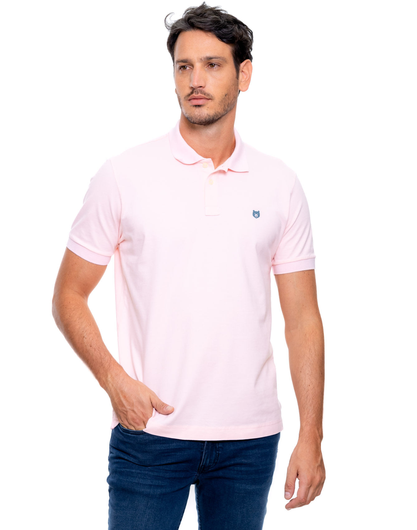 Polo Unicolor Logo Estampado