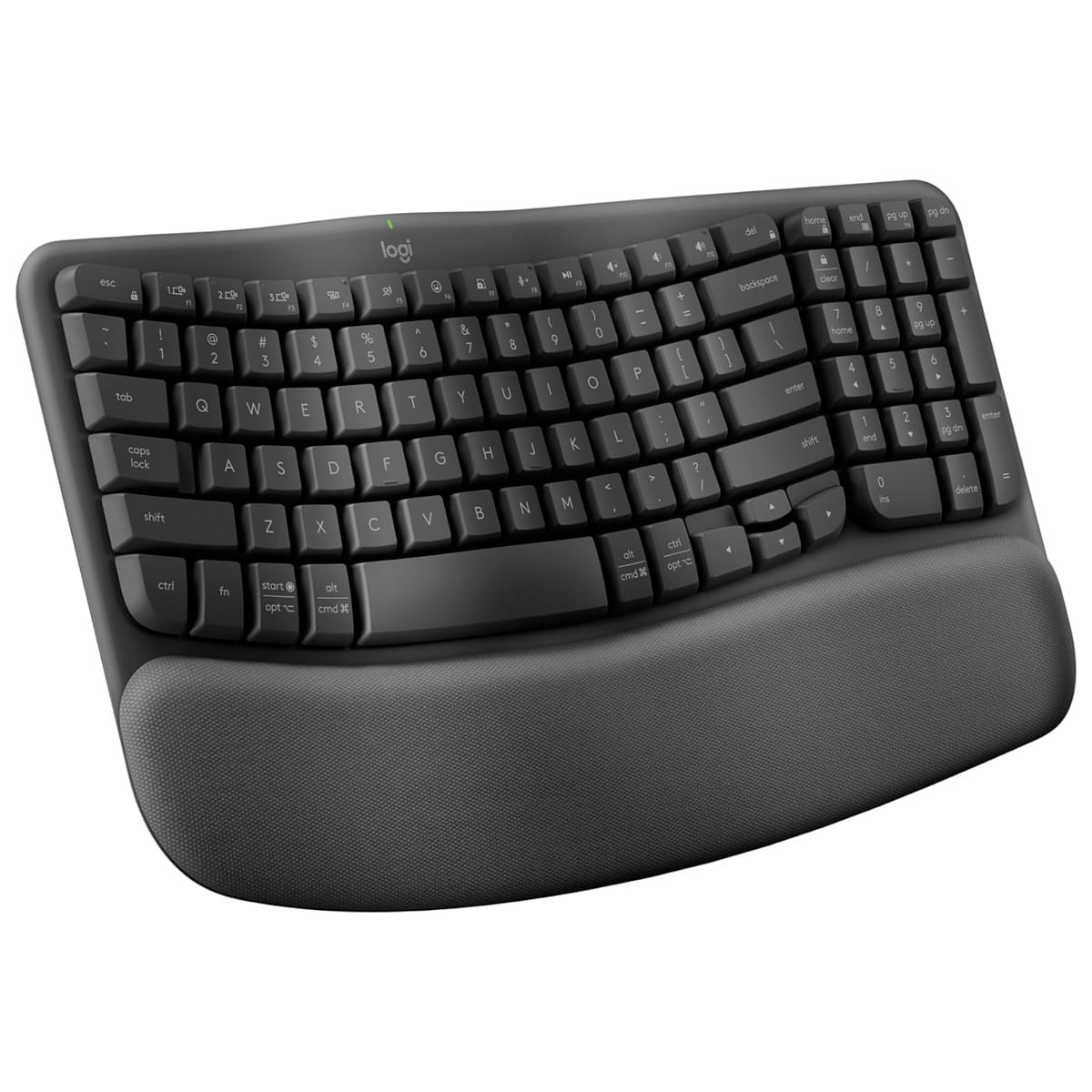 Teclado Ergonómico Inalámbrico Logitech Wave Keys Negro