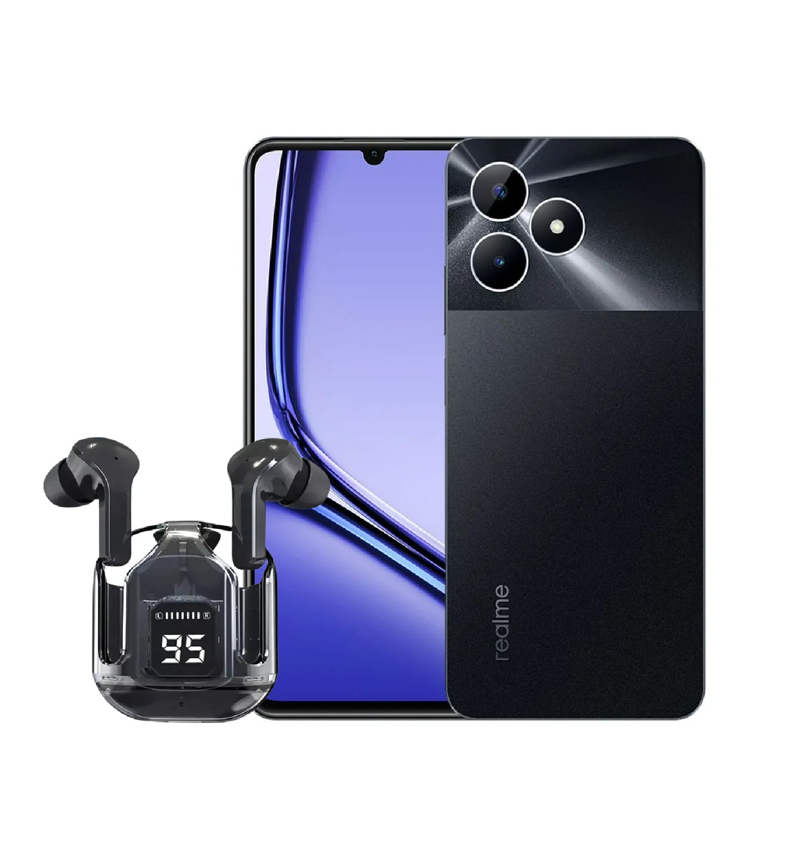 Celular Realme Note 50 128 GB 4GB RAM negro + Audífonos bluetooth