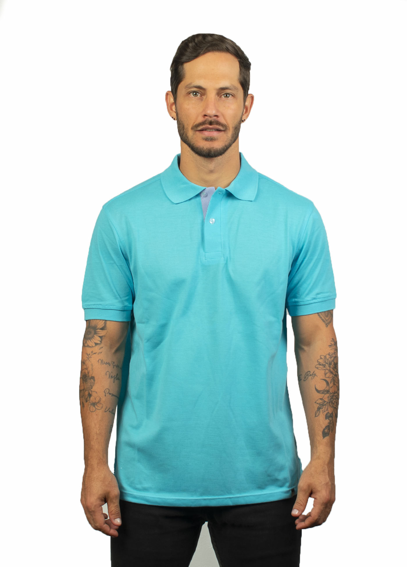 Camiseta tipo polo para hombre azul clara kapo
