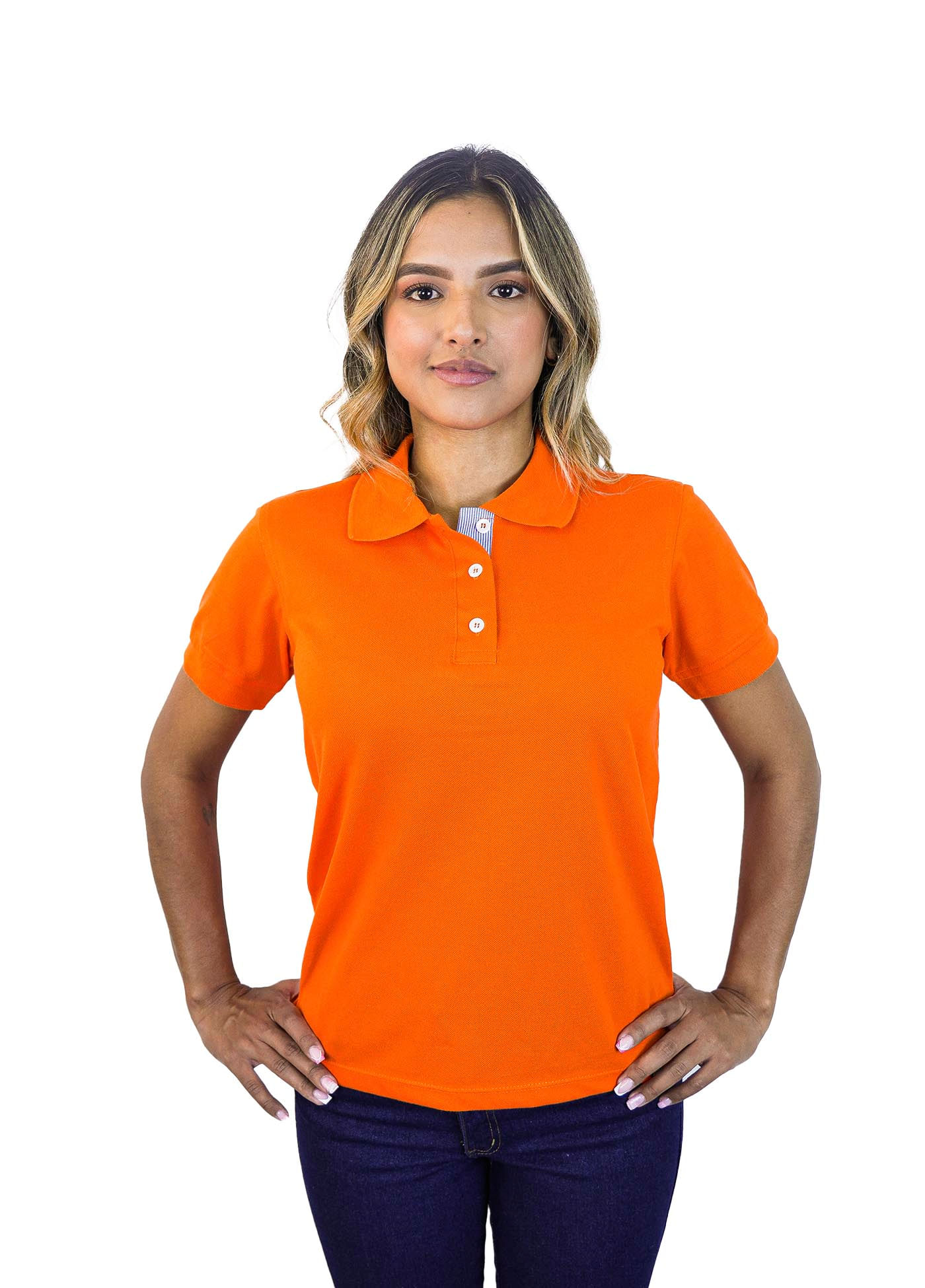 Camiseta tipo polo para mujer naranja