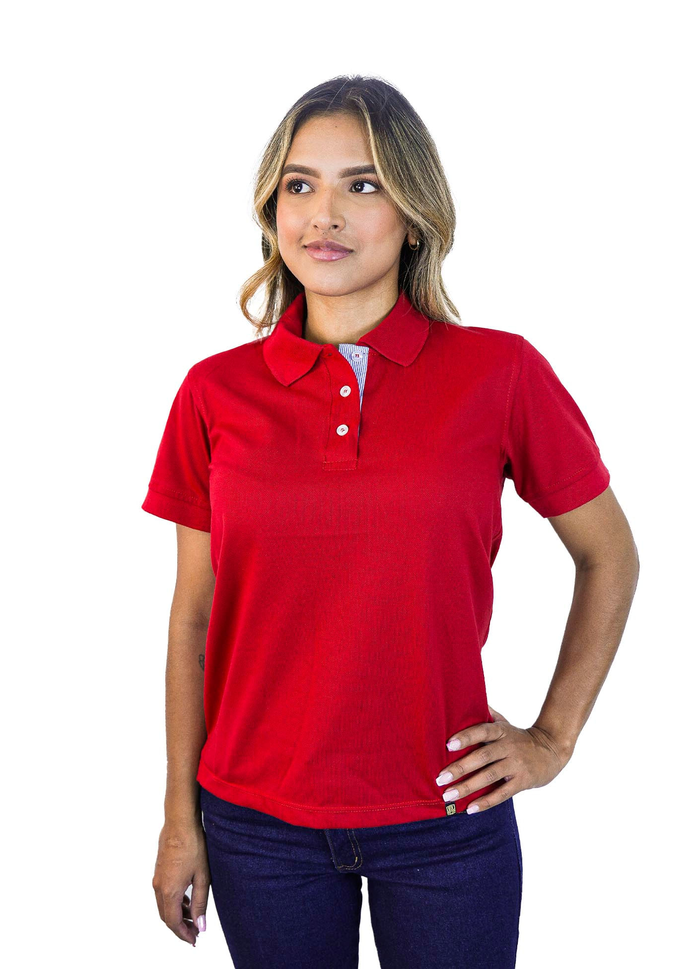 Camiseta tipo polo para mujer roja