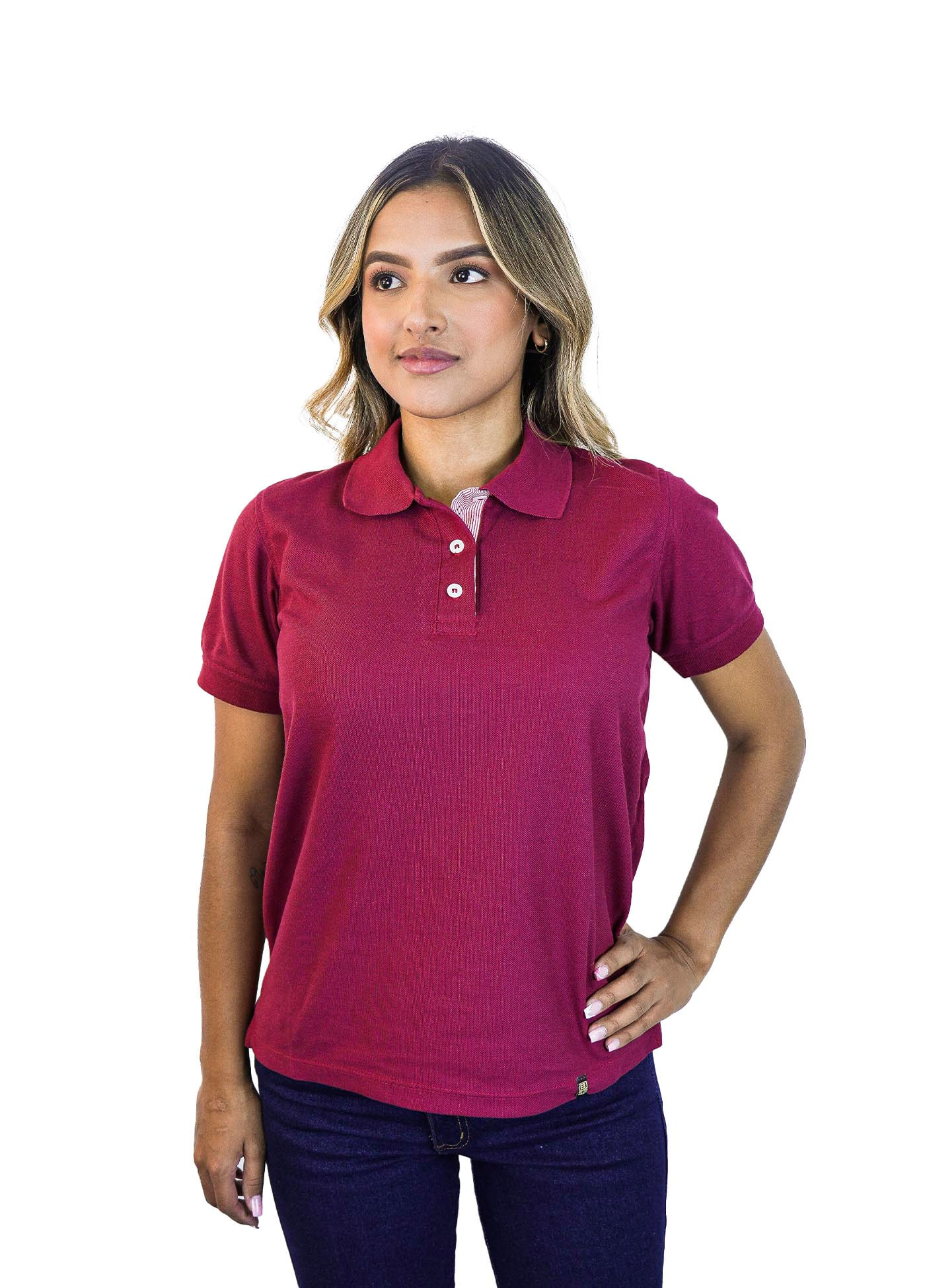 Camiseta tipo polo para mujer vinotinto