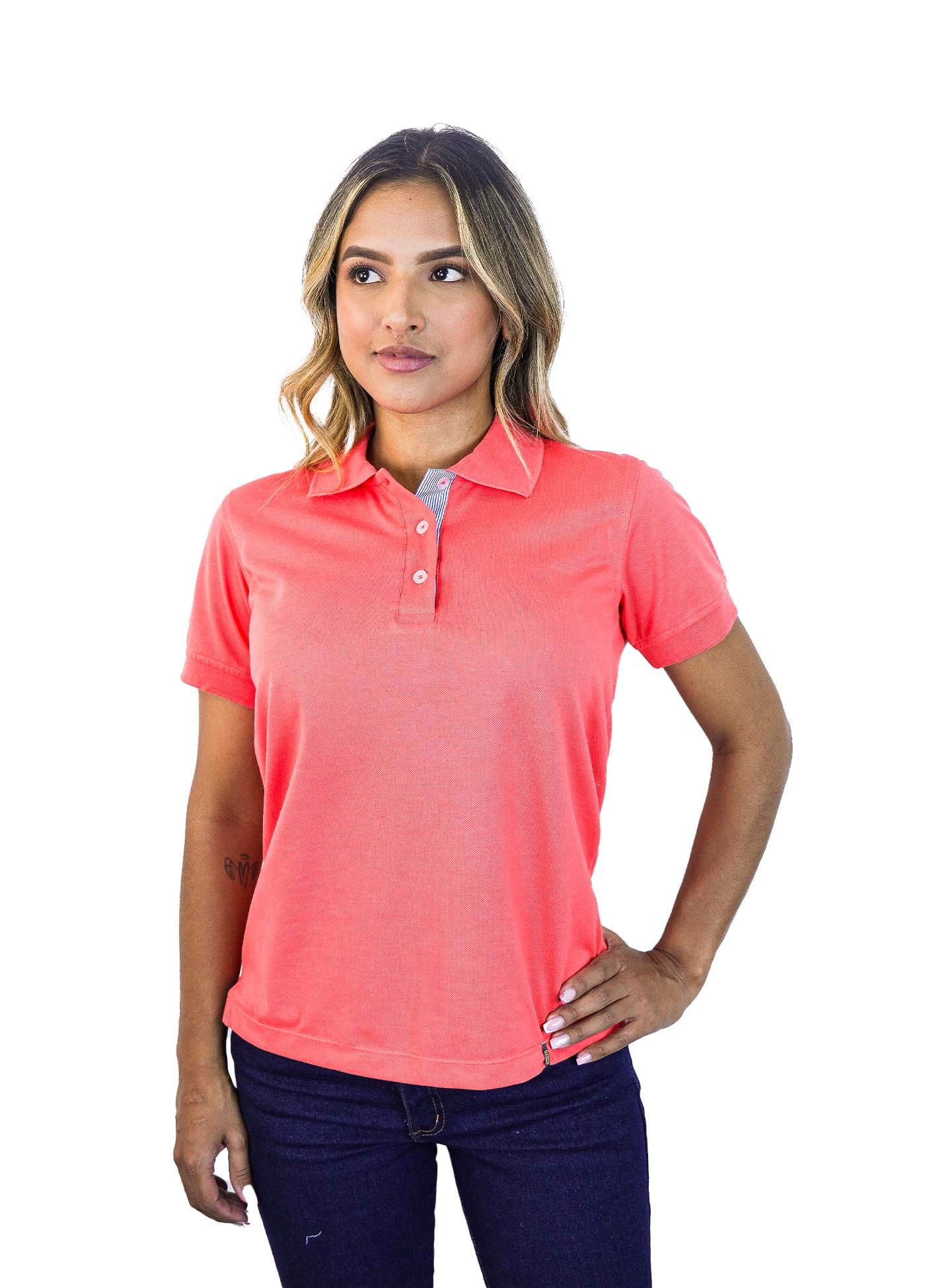 Camiseta tipo polo para mujer coral