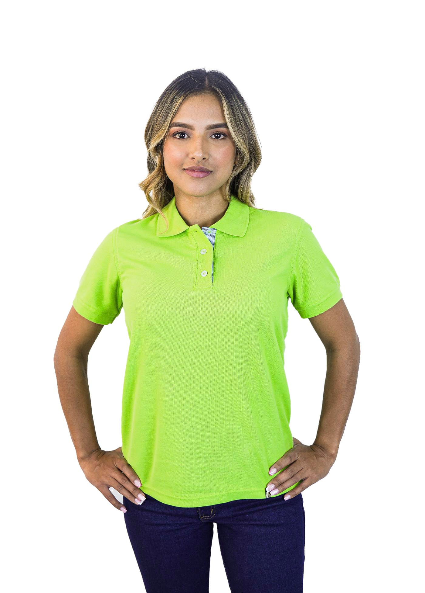 Camiseta tipo polo para mujer verde limon