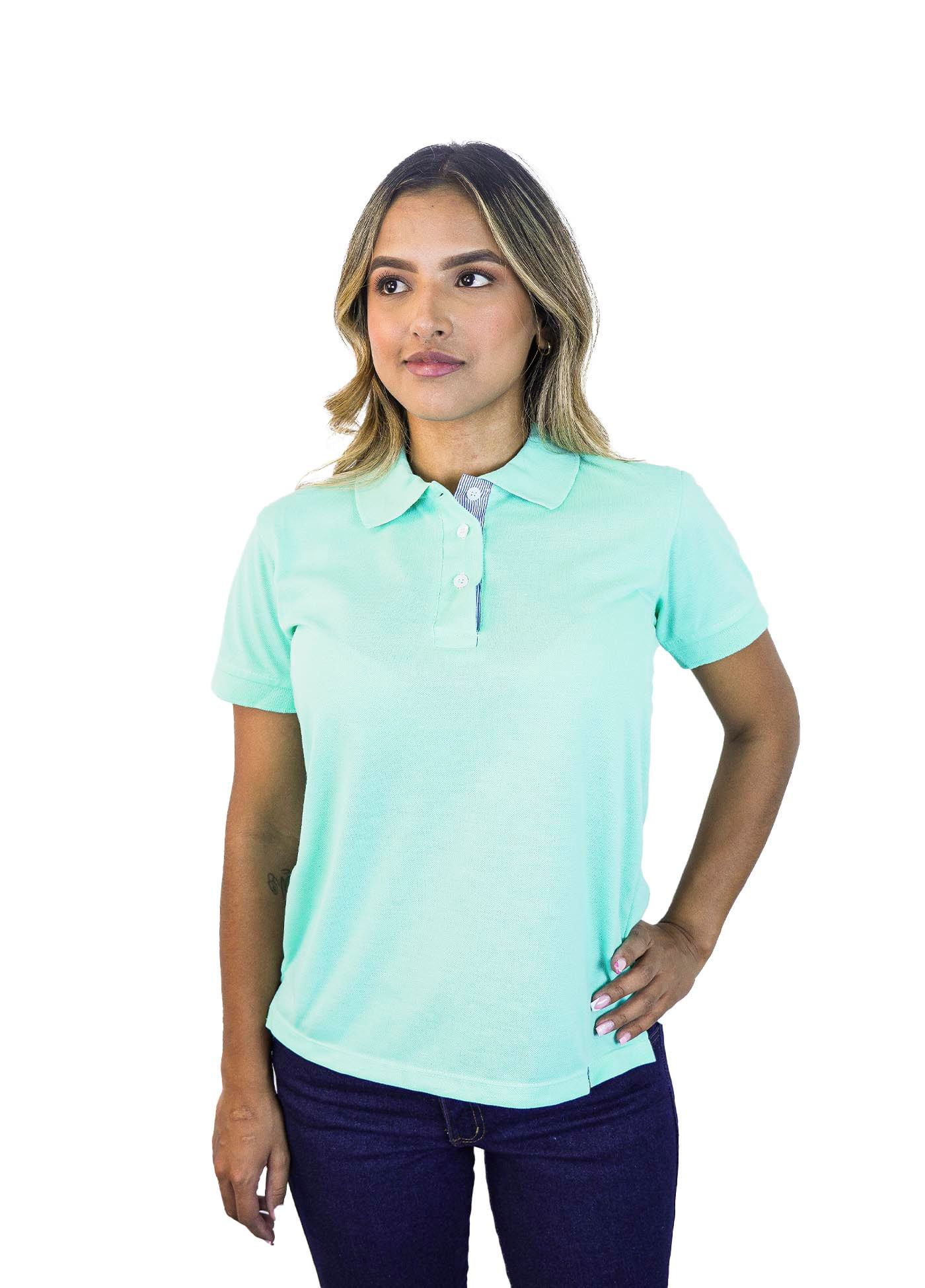 Camiseta tipo polo para mujer verde menta