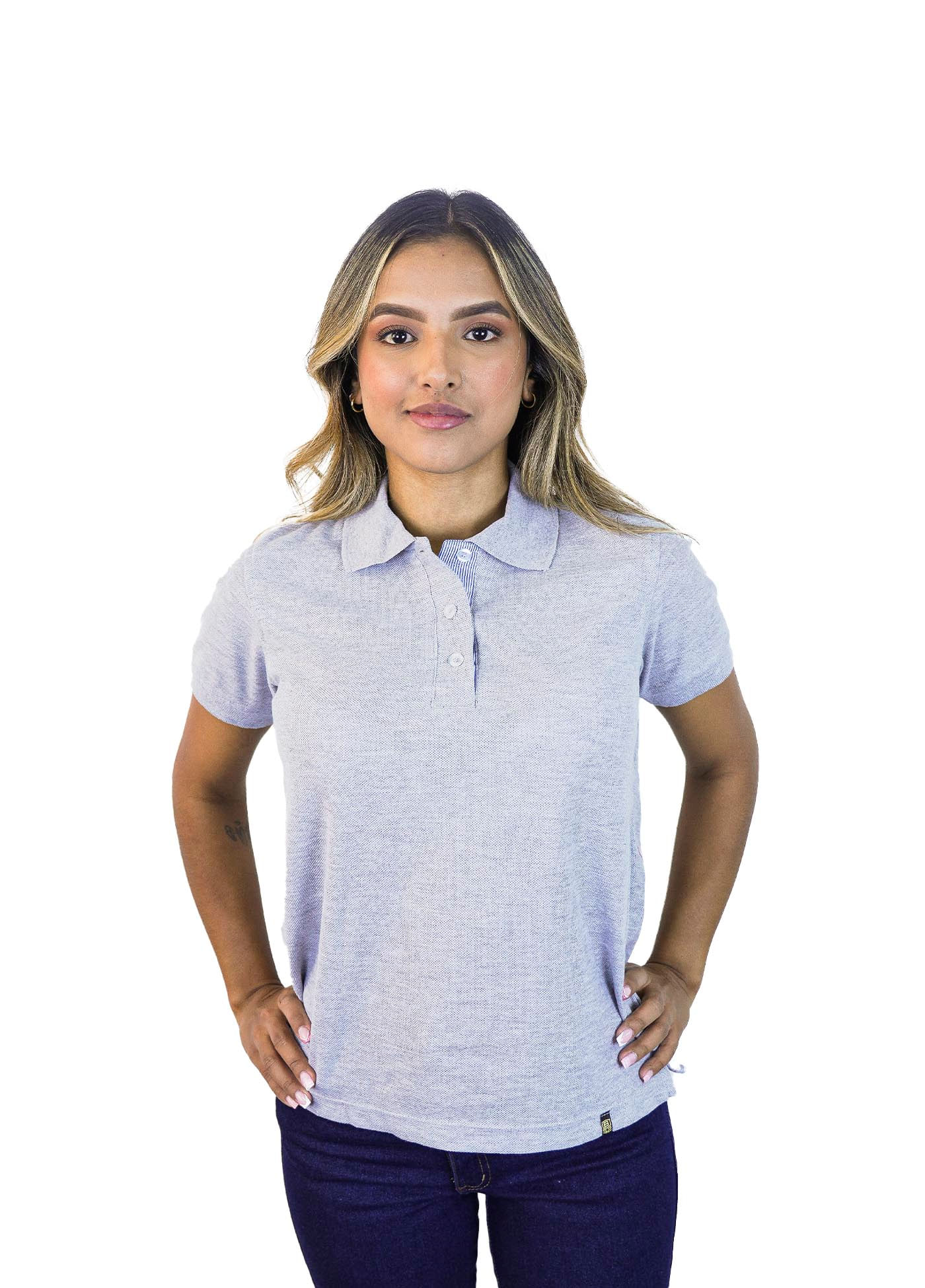 Camiseta tipo polo para mujer gris