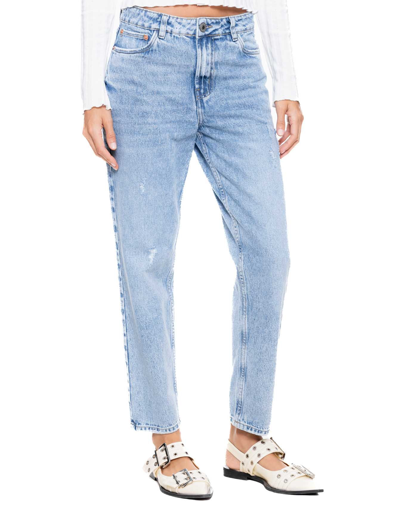 High Waist Mom Fit Jeans Tono Medio Con Rotos