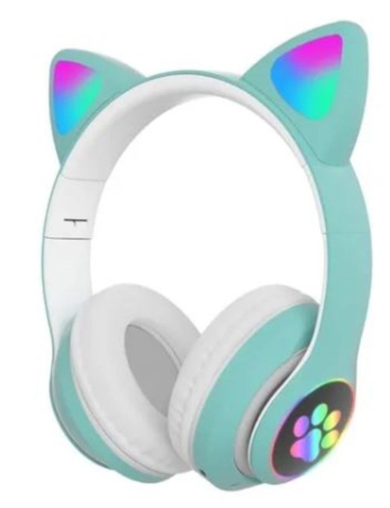 Audifonos Diadema Orejas De Gato Bluetooth Mic Y Luces Verde
