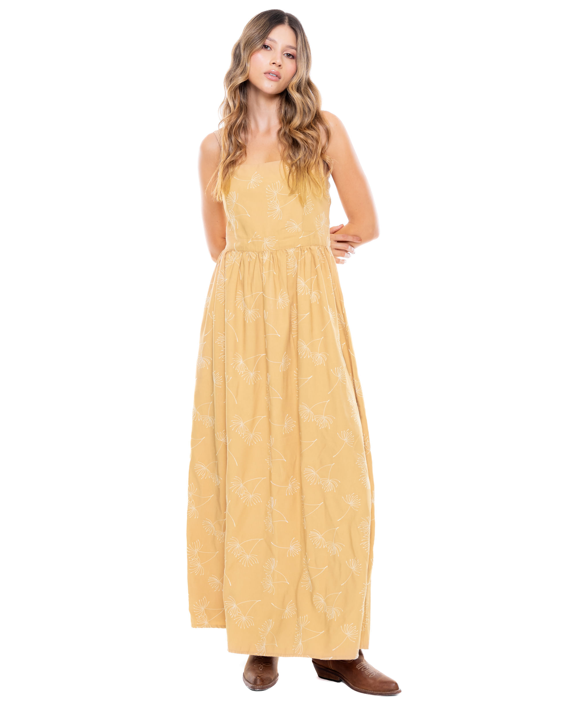 Maxi Vestido De Tiras Bordado