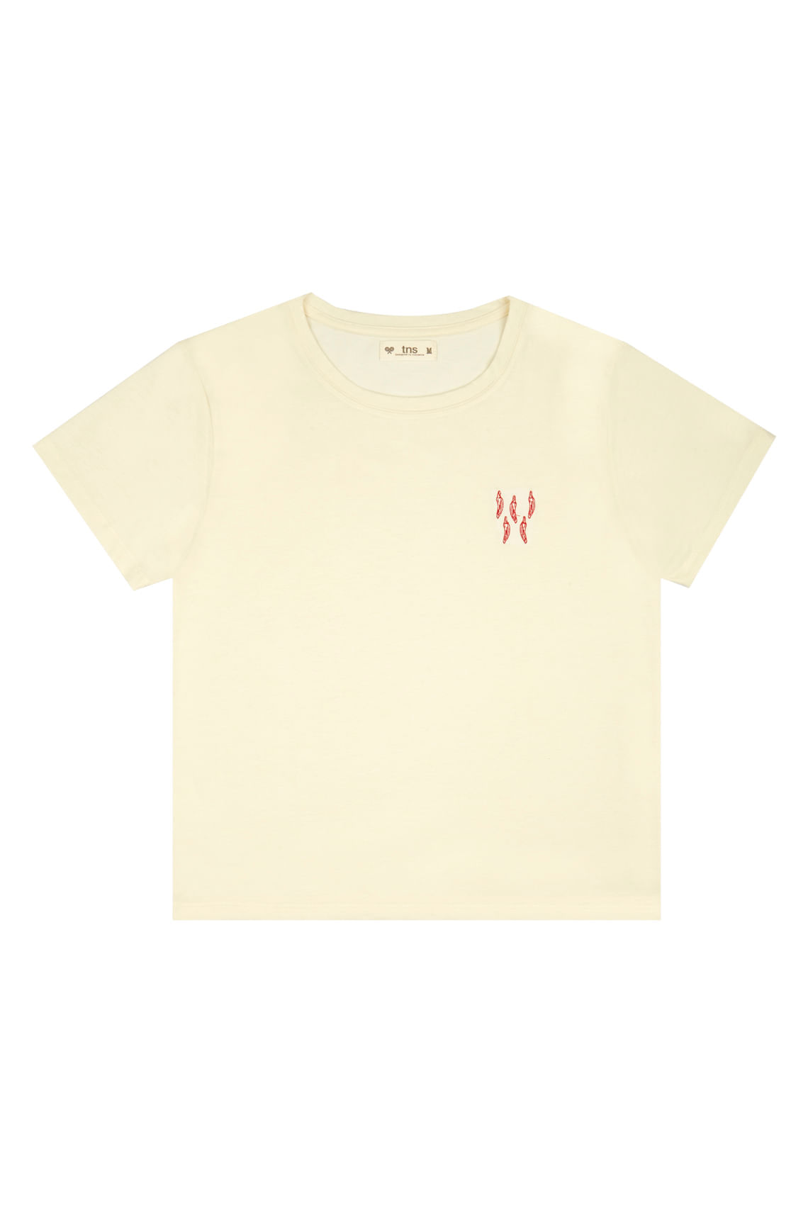 Camiseta crudo con bordado decorativo para mujer