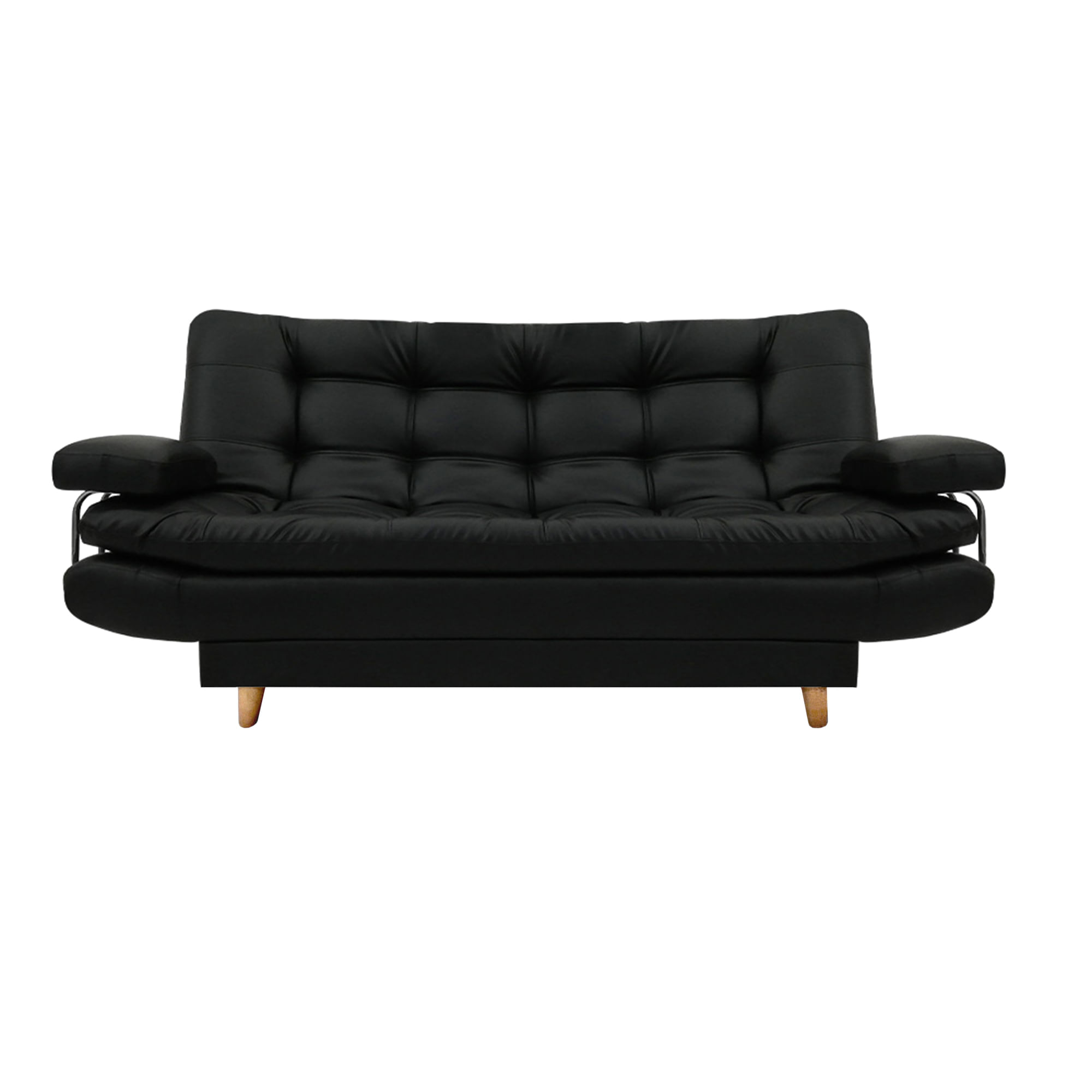 SOFA CAMA DAMASCO CON BRAZOS LINO NEGRO