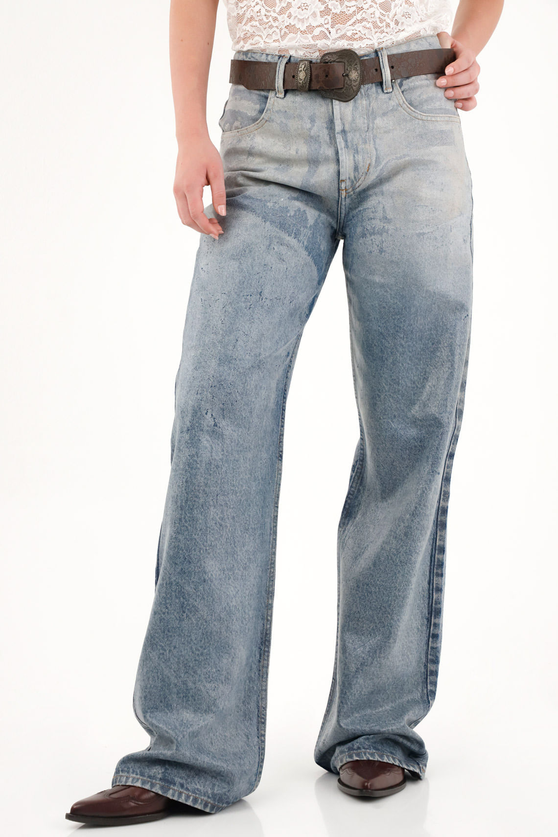 Jean Wide Leg tiro alto con lavado degradé para mujer