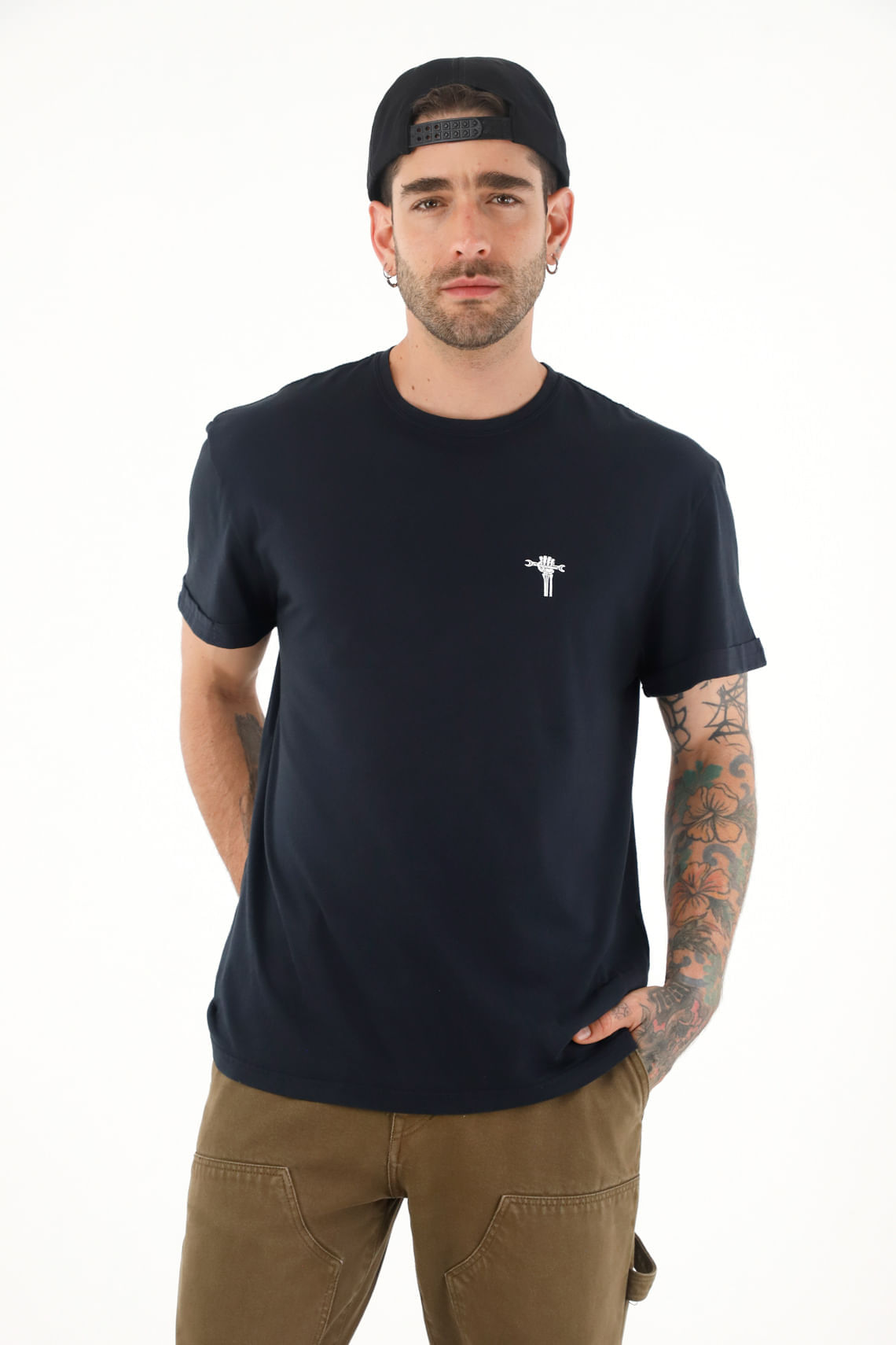 Camiseta negra en 100% algodón para hombre