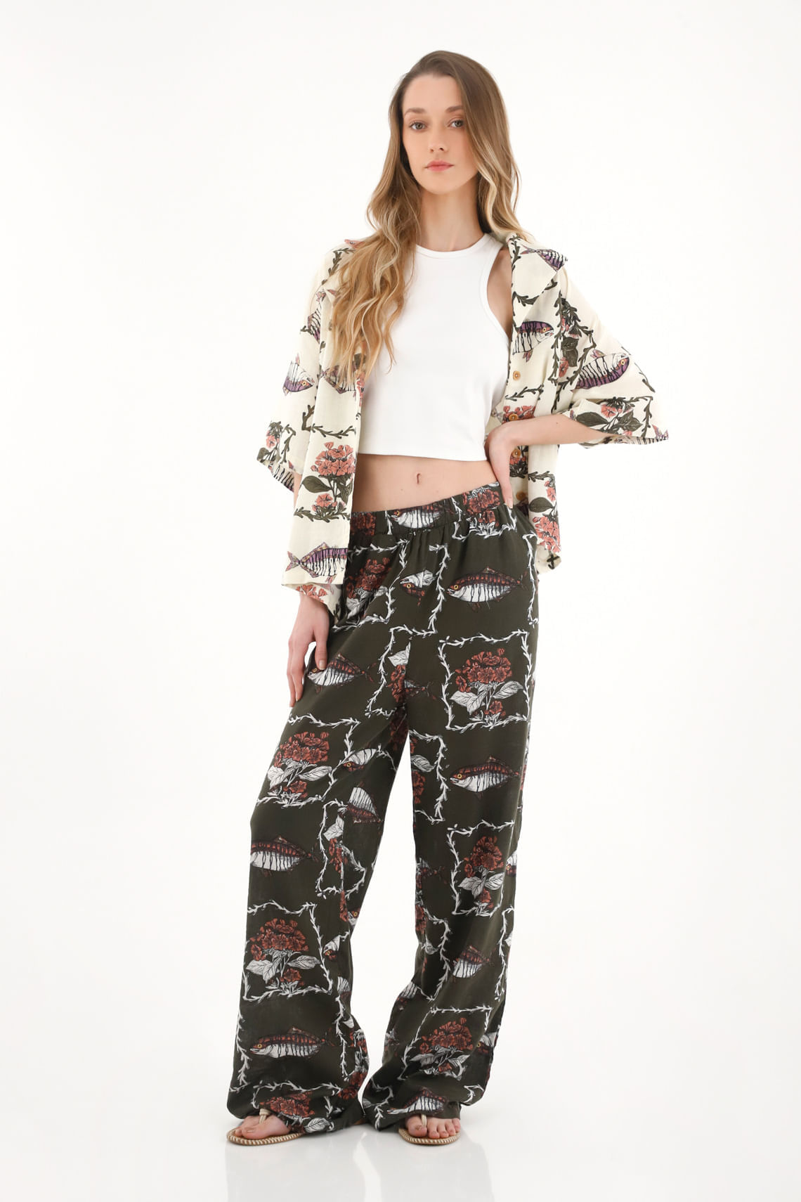 Pantalón Recto estampado para mujer