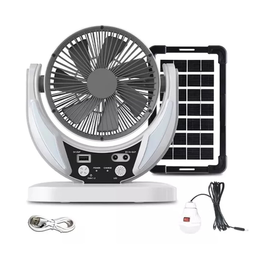 Ventilador Recargable Con Panel Solar 8025