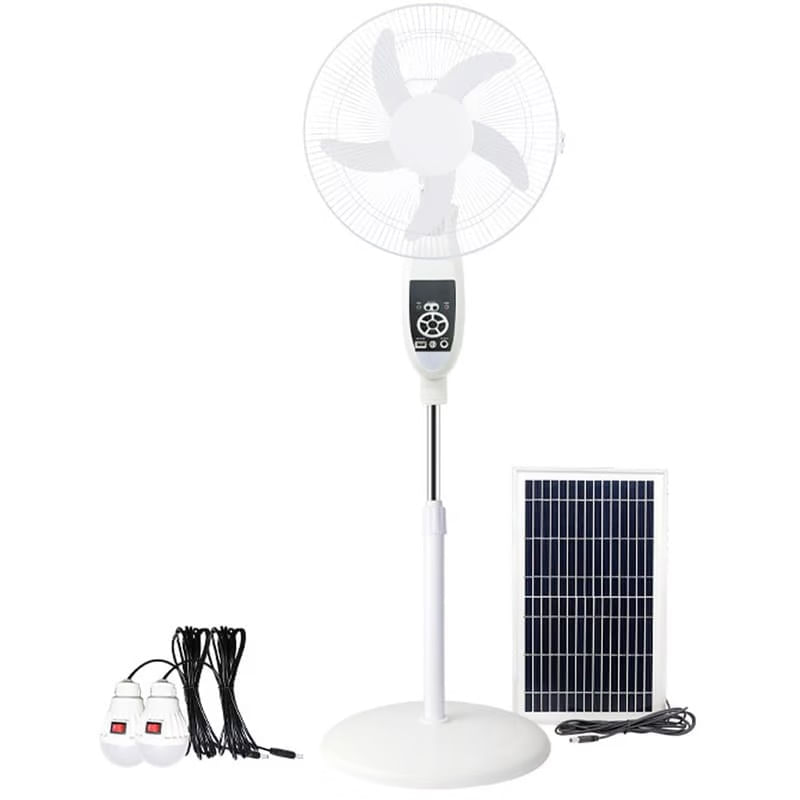 Ventilador De Pie Con Control Remoto 16 Pulgadas Recargable Luz Solar