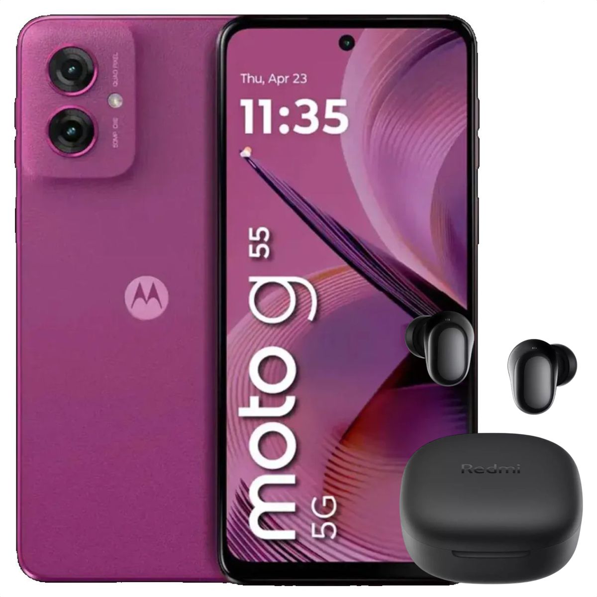 Celular Motorola Moto G55 5G 256GB /8GB Pink + Buds 6 Play Blk