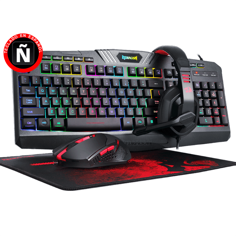 Combo Gamer 4 en 1 Redragon S101: Teclado, Mouse, Pad, Diadema