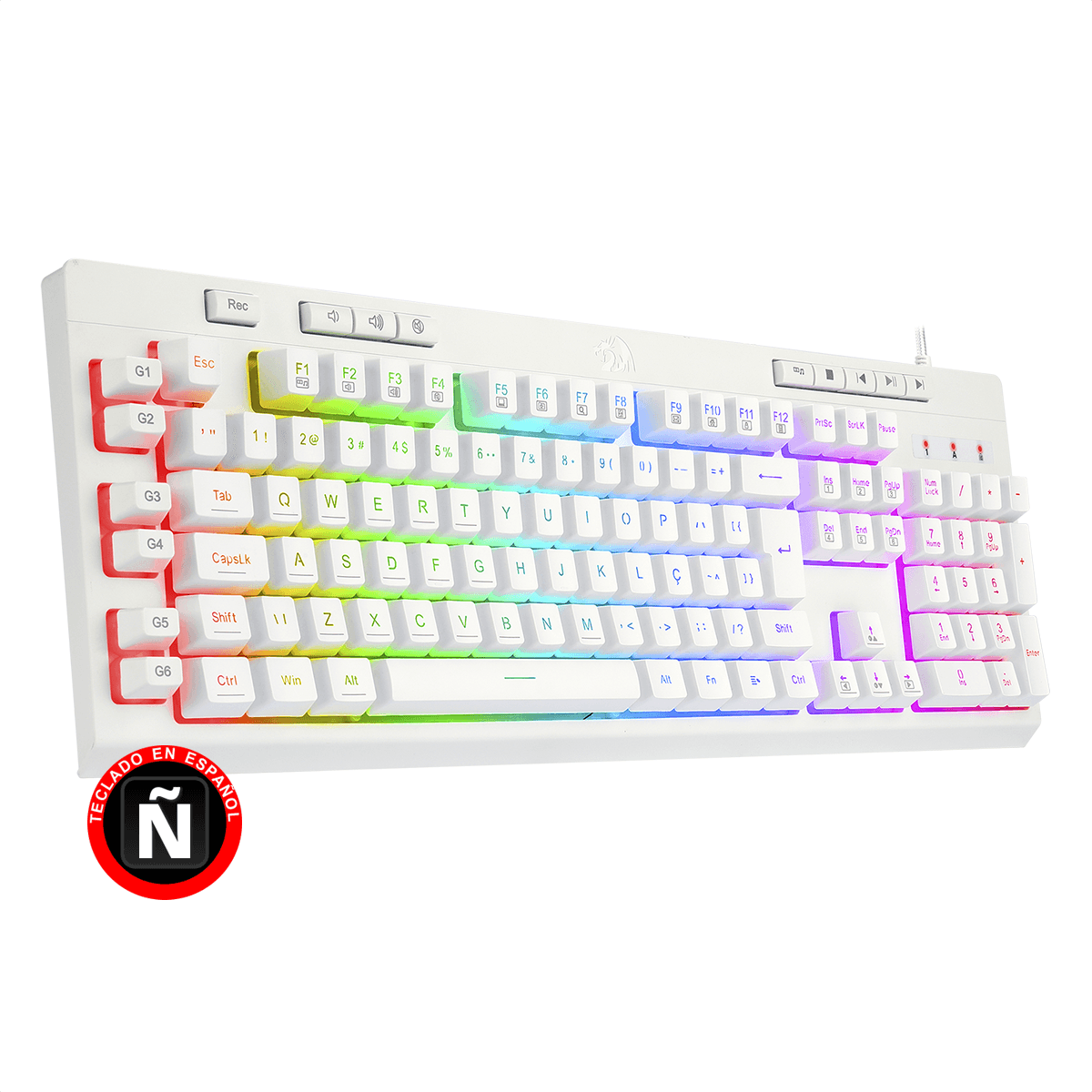 Teclado Gamer Redragon Shiva K512W RGB Multimedia / 6 Macros