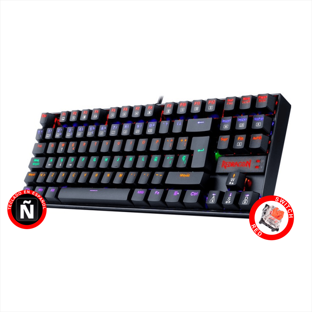 Teclado Gamer Mecánico Redragon K552-KR-SP Kumara 2 / Switch Red