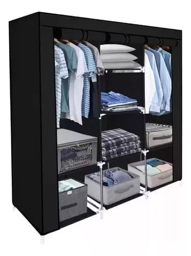 Closet Armario Doble Desarmable Con Forro 3 Espacios Café