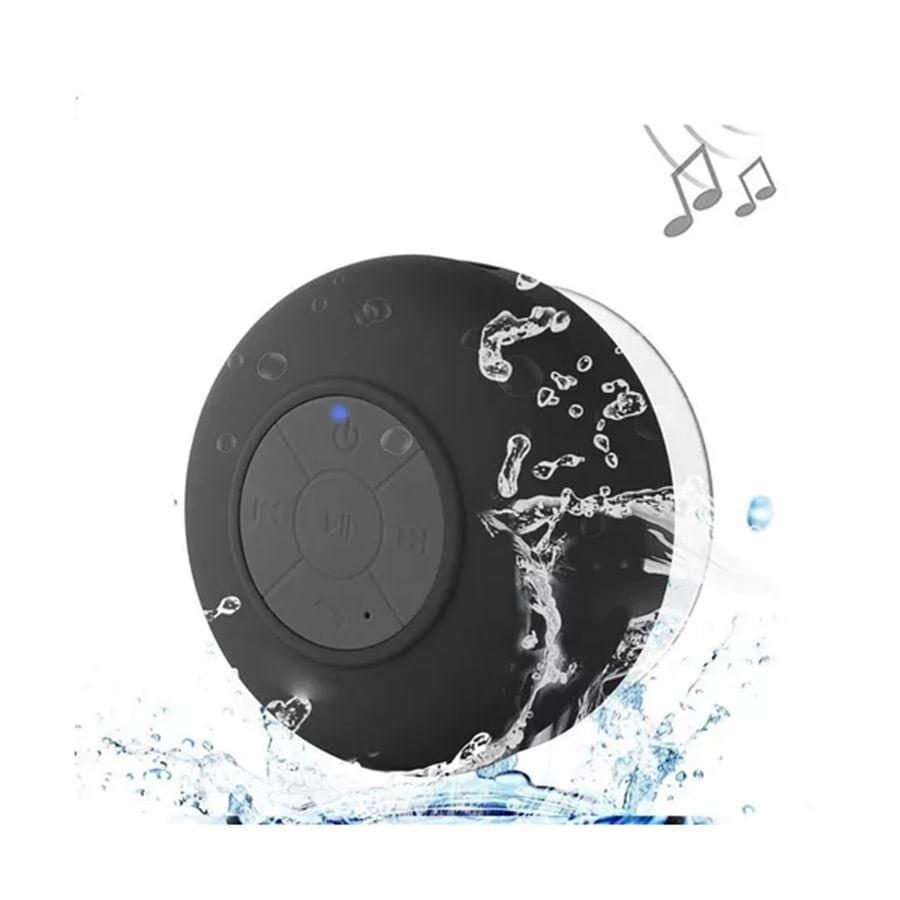 Parlante Altavoz Ducha Recargable Bluetooth Resistente Agua Negro