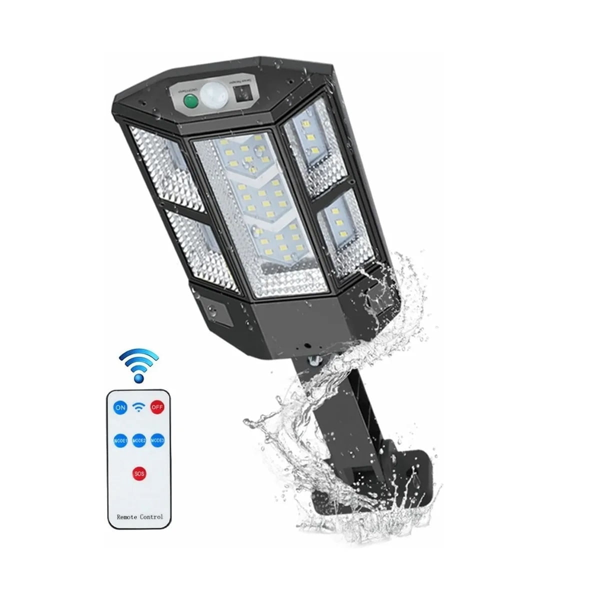 Lámpara Solar Exterior Pared Luz Impermeable 3 Modos Con Control