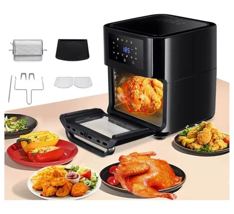 Horno Freidora 12 Lts Swisshome Power Oven 10 En 1 Digital Color Negro