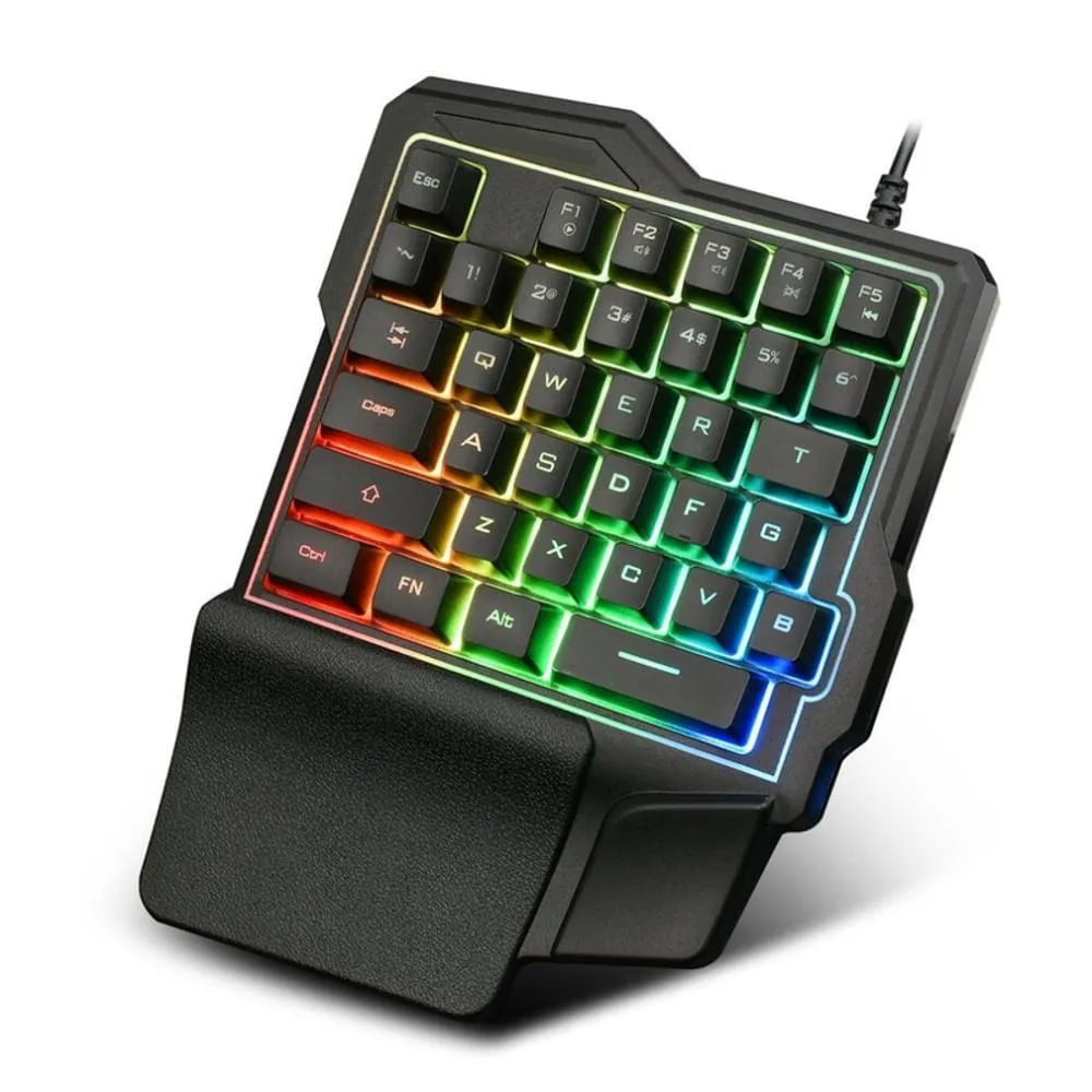 Teclado Gamer Una Mano 35 Teclas Retroiluminado Luz Rgb K7