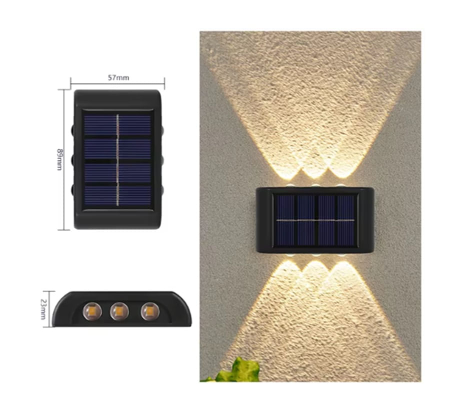 Lampara De Pared Solar Iluminacion Exterior 6 LED