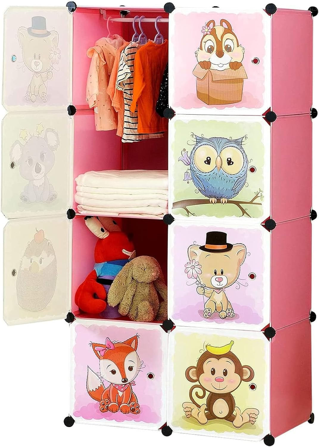 Armario Organizador de Ropa y Juguetes Por Modulos para Niños Rosa