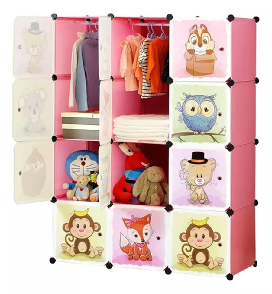 Armario Organizador de Ropa y Juguetes Por Modulos Grande para Niños Rosado